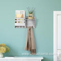 Wall Mounted Wooden Mail Organizer and Metal Hooks